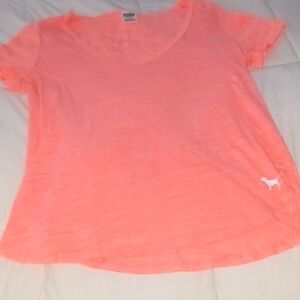 Victoria secret PINK v neck salmon colored T shirt